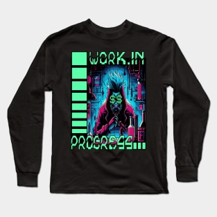 Lone Innovator: A CyberPunk Design That Illustrates Motivation And Innovation In A High-Tech Laboratory. Long Sleeve T-Shirt